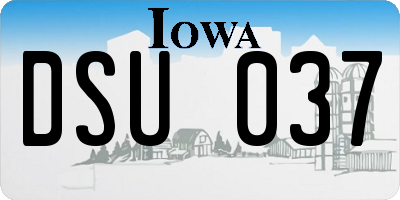IA license plate DSU037