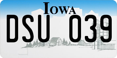 IA license plate DSU039