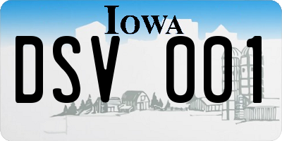 IA license plate DSV001