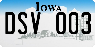 IA license plate DSV003