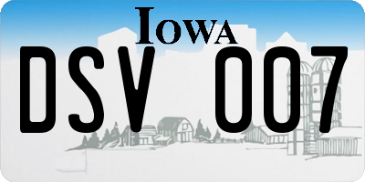 IA license plate DSV007