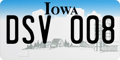 IA license plate DSV008