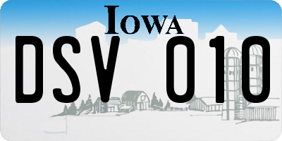 IA license plate DSV010