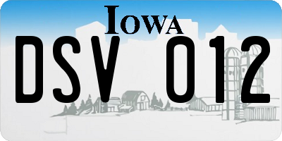 IA license plate DSV012