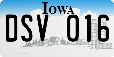 IA license plate DSV016
