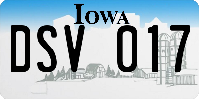 IA license plate DSV017