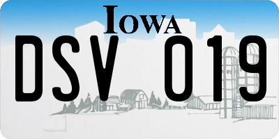 IA license plate DSV019