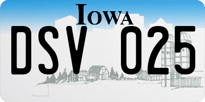 IA license plate DSV025
