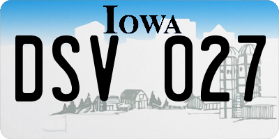 IA license plate DSV027