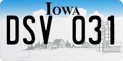 IA license plate DSV031