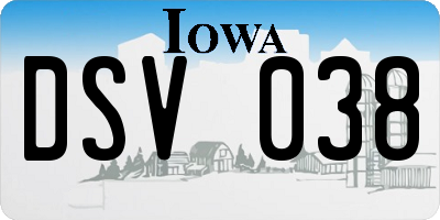 IA license plate DSV038