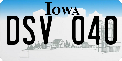 IA license plate DSV040