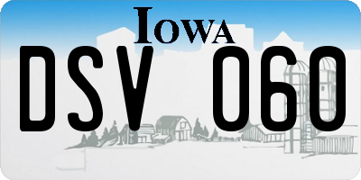 IA license plate DSV060