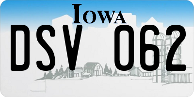 IA license plate DSV062