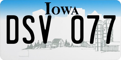 IA license plate DSV077