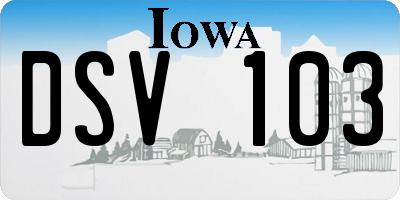 IA license plate DSV103