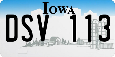 IA license plate DSV113