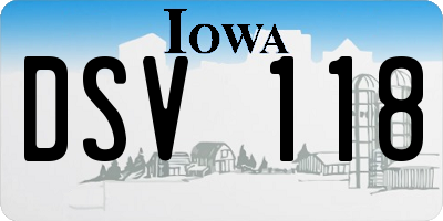IA license plate DSV118