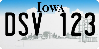 IA license plate DSV123