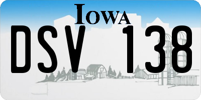 IA license plate DSV138