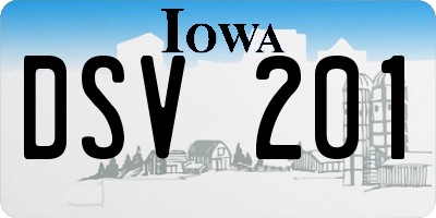 IA license plate DSV201