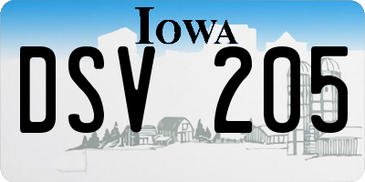 IA license plate DSV205