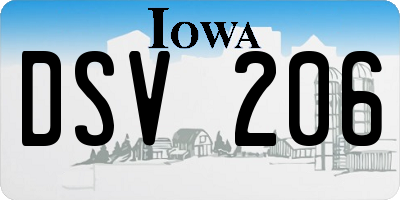 IA license plate DSV206