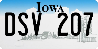 IA license plate DSV207