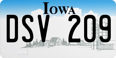 IA license plate DSV209