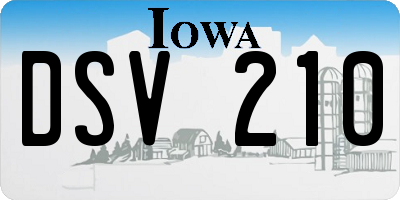 IA license plate DSV210