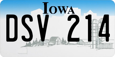 IA license plate DSV214