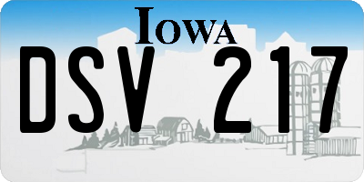 IA license plate DSV217