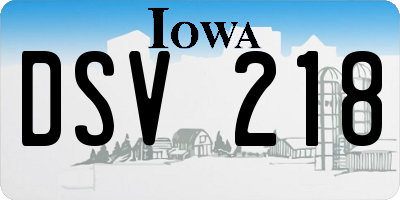IA license plate DSV218