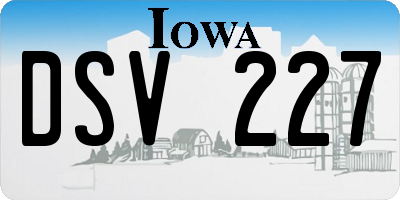 IA license plate DSV227