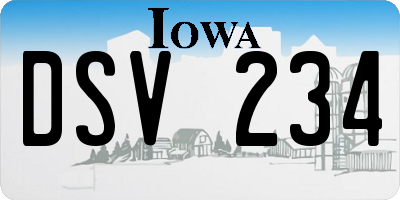 IA license plate DSV234