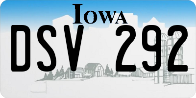IA license plate DSV292