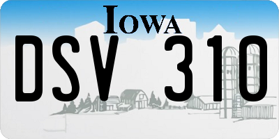 IA license plate DSV310