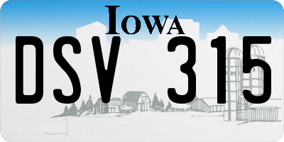 IA license plate DSV315