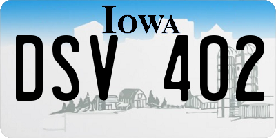 IA license plate DSV402