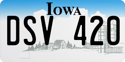 IA license plate DSV420
