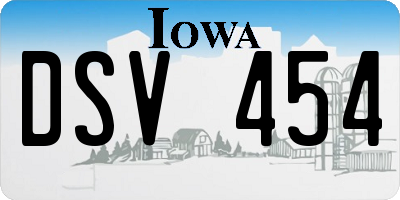 IA license plate DSV454