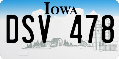 IA license plate DSV478