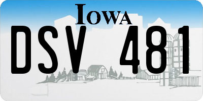 IA license plate DSV481