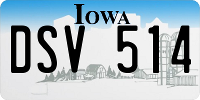IA license plate DSV514