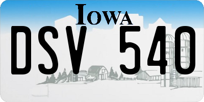 IA license plate DSV540
