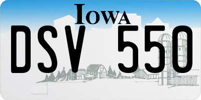IA license plate DSV550