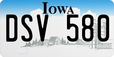 IA license plate DSV580