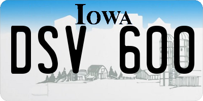 IA license plate DSV600