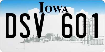 IA license plate DSV601