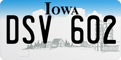 IA license plate DSV602